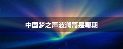 ​中国梦之声波澜哥是哪期