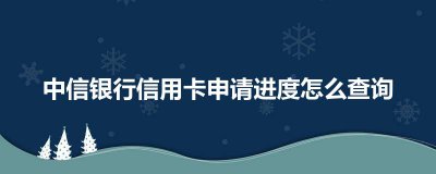 ​中信银行信用卡申请进度怎么查询