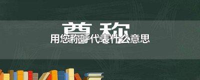 ​您怎么称呼是什么意思 称呼为您是什么意思