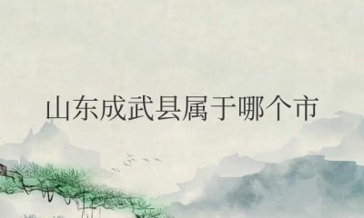 ​山东成武县属于哪个市管辖（山东成武县特产）