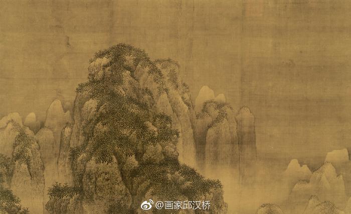 北宋范宽《雪景寒林图》描绘北方壮美的雪山景色。画中雪峰屏立