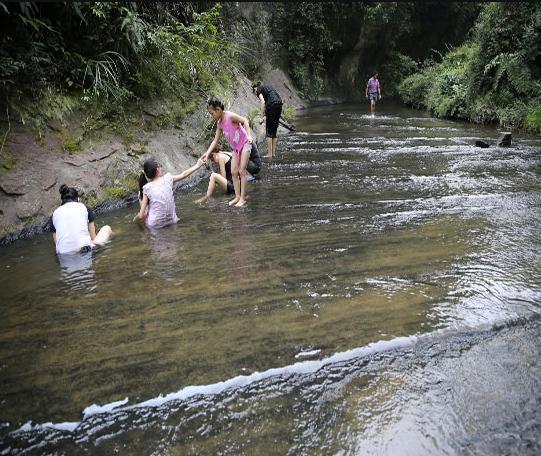 四川威远，这里整个峡谷的河滩是石板岩，涉水纳凉的必去之地