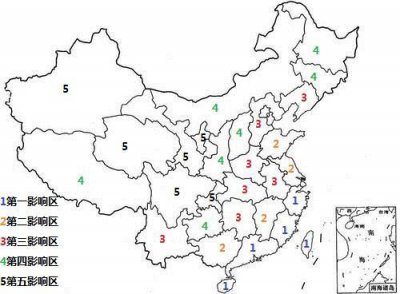 ​全国各省份台风影响程度分档